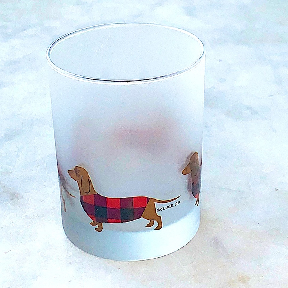 CULVER LTD DACHSHUND BUFFALO PLAID GLASS NEW